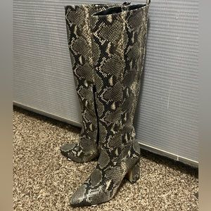 Green Snake Skin Knee Boots